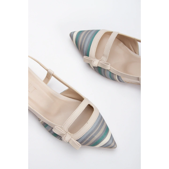 Kadın Bej Düz Topuklu Fiyonk Detaylı Rahat Babet Ayakkabı