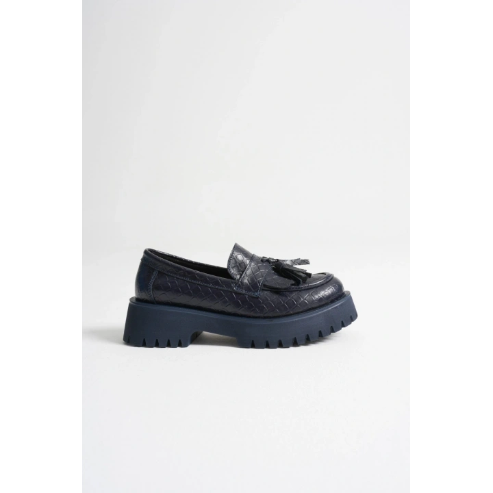 Kadın Laci Kroko Şık Püskül Detaylı Kalın Tabanlı Rahat Loafer Ayakkabı