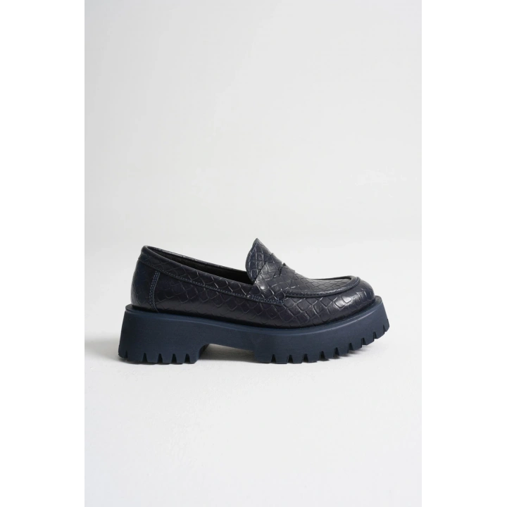 Kadın Laci Kroko Suni Deri Cilt Kalın Tabanlı Rahat Loafer Ayakkabı