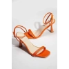 Kadın Turuncu (ORANGE) Suni Deri Cilt Çift Bantlı Bilekten Bağlamalı Şık Tokalı Yazlık Ayakkabı