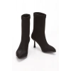 Kadın Siyah Esneyebilen Streç Kumaş Şık İnce Topuklu Rahat Bot