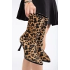 Kadın Leopar Şık İnce Topuklu Rahat Bot ve Çanta Kombini