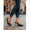 Kadın Kahverengi İnce Topuklu Sivri Burunlu Arkası Açık Şık Abiye Stiletto