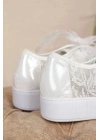 Kadın Beyaz Dantelli Bagcıklı Spor Abiye Gelinlik Ayakkabısı