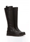 Kadın Siyah Suni Deri Cilt Sade Dekolte Çizme