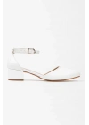 Kadın Beyaz Suni Deri Cilt Arkası Kapalı Kısa Kalın Topuklu Rahat Ve Şık Karnı Yarık Ayakkabı