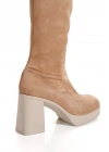 Kadın Vizon Süet  Streç Yeni Tarz Küt Burunlu Hafif ve Yüksek Topuklu Fermuarlı Şık Rahat Çizme