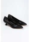 Kadın Siyah  Kısa Kadeh Topuklu   Rahat  Şık Stiletto ve Çanta Kombini
