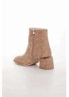 Kadın Vizon  Süet Şık Pırlanta Taş Toka Detaylı  Özel Galvaniz Kalın Topuklu Rahat Bot