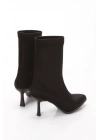 Kadın Siyah Esneyebilen Streç Kumaş Şık İnce Topuklu Rahat Bot
