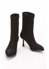 Kadın Siyah Esneyebilen Streç Kumaş Şık İnce Topuklu Rahat Bot