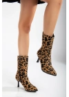 Kadın  Leopar   Şık İnce Topuklu Rahat Bot ve Çanta Kombini