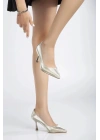 Kadın Altın Yılan Şık Tarz Topuklu Rahat Stiletto