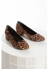 Kadın Leopar  Stiletto Kısa Kalın Topuklu Şık Stiletto