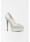 Kadın Sedef  İnci Taşlı Yüksek Platform  Kapalı  Burunlu  İnce Topuklu Rahat ve Şık Ayakkabı