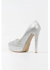 Kadın Sedef  İnci Taşlı Yüksek Platform  Kapalı  Burunlu  İnce Topuklu Rahat ve Şık Ayakkabı