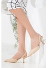 Kadın Nude  Stiletto Arkası Açık Kısa 5 cm İNCE Topuklu  Şık  Stiletto