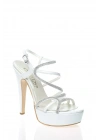 Kadın Beyaz Yüksek Platform İnce Topuklu Şık Taş Detaylı Abiye Ayakkabı