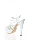 Kadın Beyaz Yüksek Platform İnce Topuklu Şık Taş Detaylı Abiye Ayakkabı