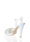Kadın Beyaz Platformlu İnce Topuklu Şık Çapraz Taş Detaylı Abiye Ayakkabı