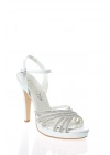 Kadın Beyaz Platformlu İnce Topuklu Şık Çapraz Taş Detaylı Abiye Ayakkabı