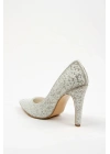Kadın Sedef  İnci Taşlarla Bezenmiş  İNCE Topuklu Sivri Burunlu Şık  Stiletto