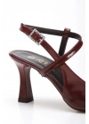 Kadın Bordo Rugan İnce Topuklu Sivri Burunlu Arkası Açık Şık Stiletto