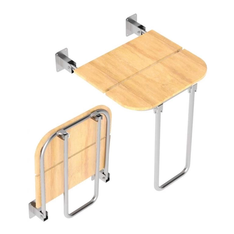 Deppot Engelli Duş Oturağı - Ahşap (8 Mm Teak Kompak Laminat) - Ø19