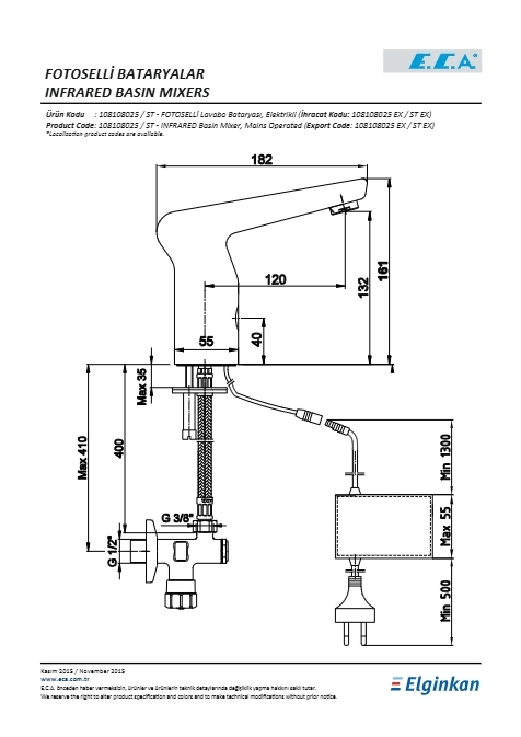 Eca Fotoselli Lavabo Bataryası Elektrıkli