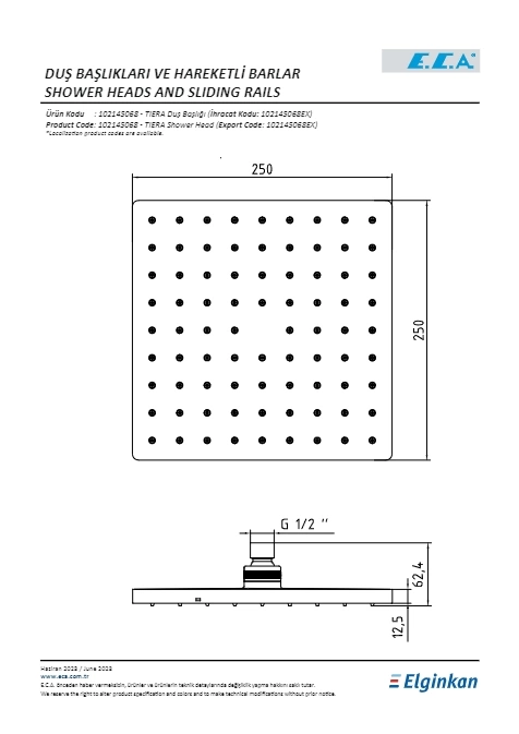 Eca Tiera Duş Başlığı 250x250