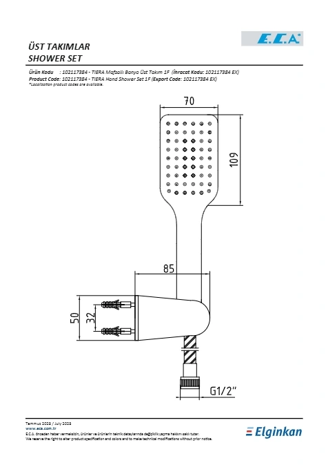 Eca Tiera Mafsallı Üst Takım1f Pvc