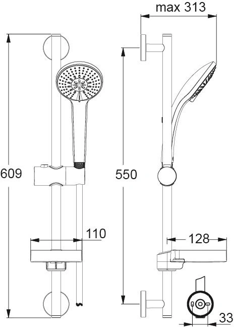 İdeal Rain 100 Sürgülü Duş Seti A9415AA