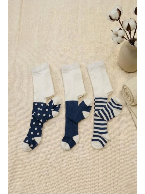 Cocole Socks Erkek Bebek Külotlu Çorabı 3lü Set Pamuklu Lacivert 0-24 Ay