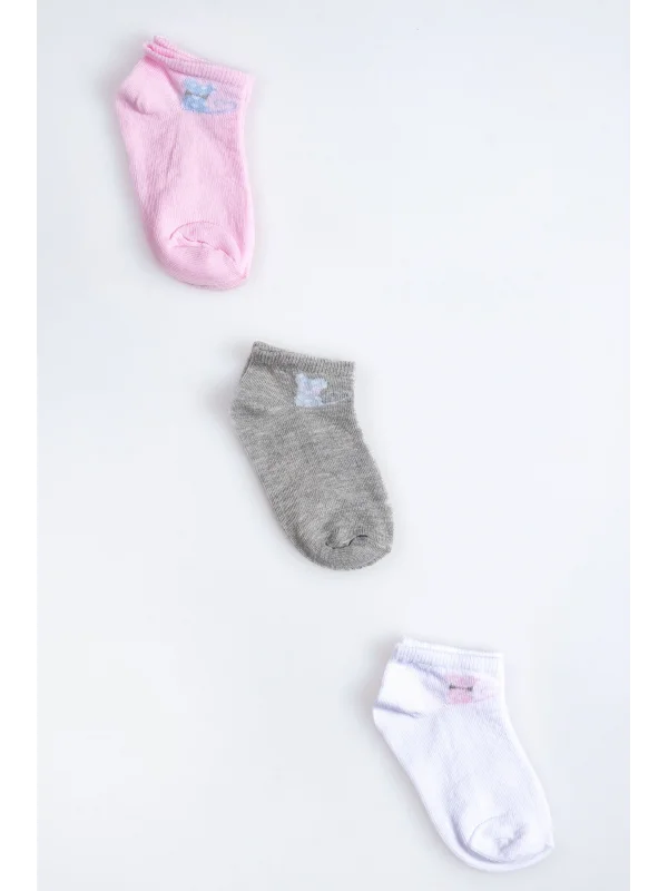 Cocole Socks Kız Bebek Patik Çorabı 3’lü Set – Pamuklu Minik Figürlü Hayvan Desenli