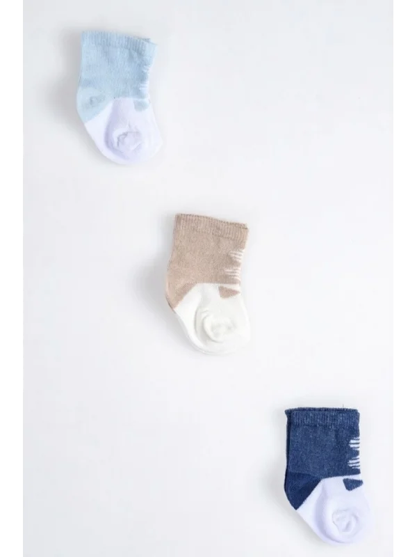 Cocole Socks Erkek Çocuk Soket Çorabı 3’lü Set – Pamuklu Minimalist Desenli