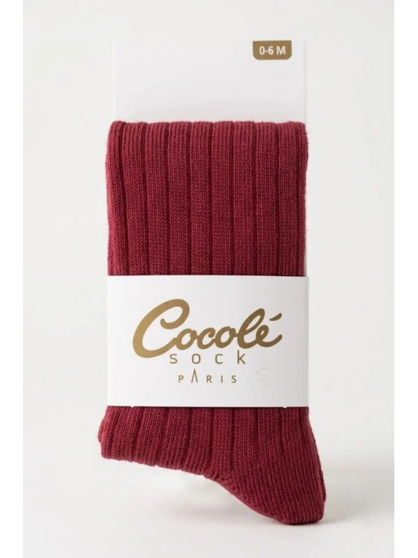 Cocole Socks Kız Bebek Külotlu Çorabı Pamuklu Kırmızı Derby Çizgili 0-24 Ay