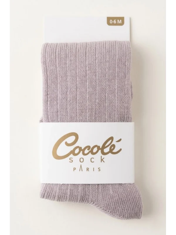 Cocole Socks Kız Bebek Külotlu Çorabı Pamuklu Gül Kurusu Derby Çizgili 0-24 Ay