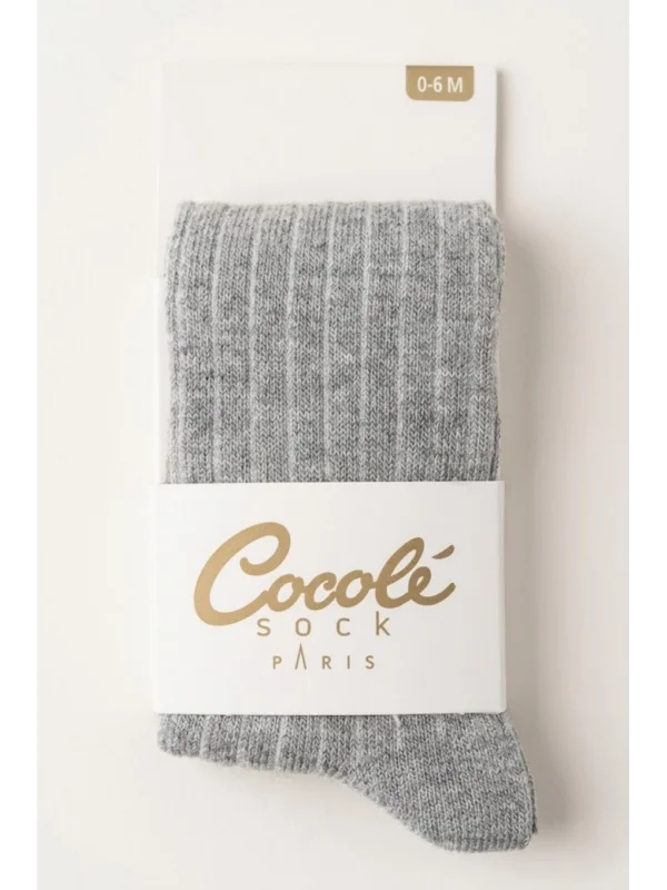 Cocole Socks Kız Bebek Külotlu Çorabı Pamuklu Gri Derby Çizgili 0-24 Ay