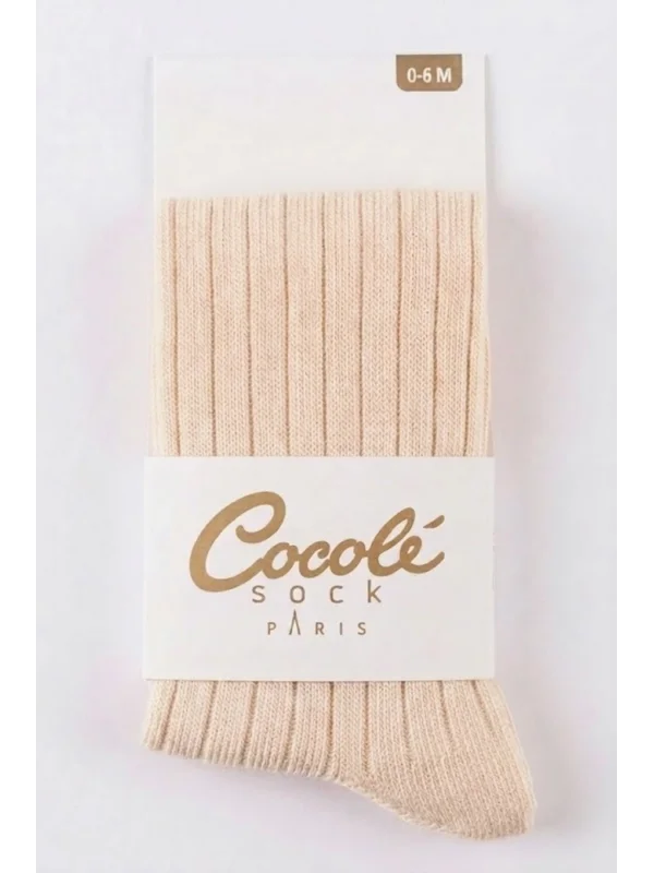 Cocole Socks Kız Bebek Külotlu Çorabı Pamuklu Somon Derby Çizgili 0-24 Ay