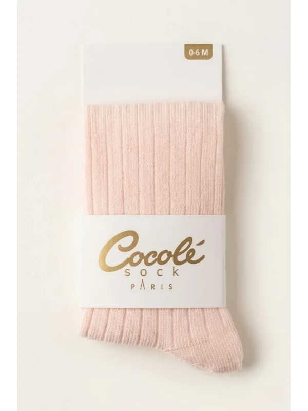 Cocole Socks Kız Bebek Külotlu Çorabı Pamuklu Açık Pembe Derby Çizgili 0-24 Ay