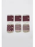 Cocole Socks Kız Bebek Çorabı Kutulu 6’lı Set Pamuklu Bordo 0-1 Yaş