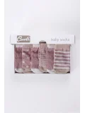 Cocole Socks Kız Bebek Çorabı Kutulu 6’lı Set Pamuklu Gül Kurusu 0-1 Yaş