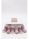 Cocole Socks Kız Bebek Çorabı Kutulu 6’lı Set Pamuklu Gül Kurusu 0-1 Yaş