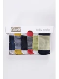 Cocole Socks Unisex Bebek Çorabı Kutulu 6’lı Set Pamuklu Çizgili 0-1 Yaş