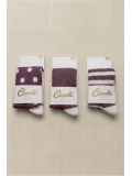Cocole Socks Kız Bebek Külotlu Çorabı 3lü Set Pamuklu Bordo 0-24 Ay