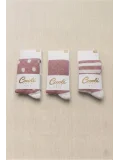Cocole Socks Kız Bebek Külotlu Çorabı 3lü Set Pamuklu Mercan 0-24 Ay