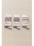 Cocole Socks Kız Bebek Külotlu Çorabı 3lü Set Pamuklu Gül Kurusu 0-24 Ay