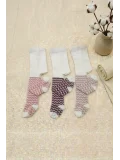 Cocole Socks Kız Bebek Külotlu Çorabı 3lü Set Pamuklu Zigzag 0-24 Ay