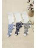 Cocole Socks Erkek Bebek Külotlu Çorabı 3lü Set Pamuklu Zigzag 0-24 Ay