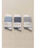 Cocole Socks Erkek Bebek Külotlu Çorabı 3lü Set Pamuklu Zigzag 0-24 Ay